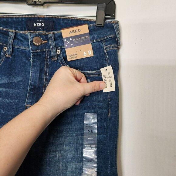 Aero NWT High Rise Jegging 6 Reg Flex Effects Denim Distressed Look Womens Jeans - Picture 2 of 7